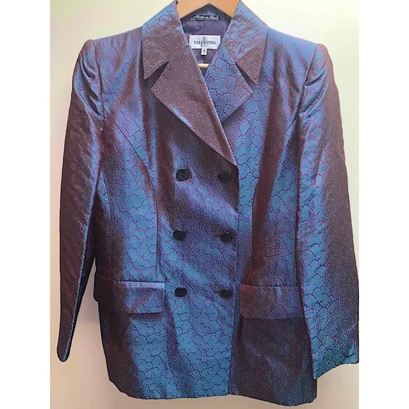 Valentino Miss V Collection Silk Paisley Purple Iridescent Blazer - Picture 6 of 16